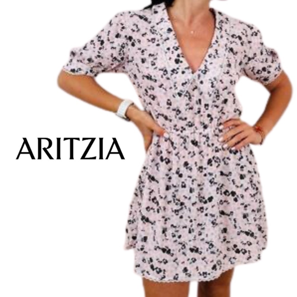 Sunday Best Aritzia New Aki Dress Floral Lace - Pale Ice/Momo Peach - Size XS